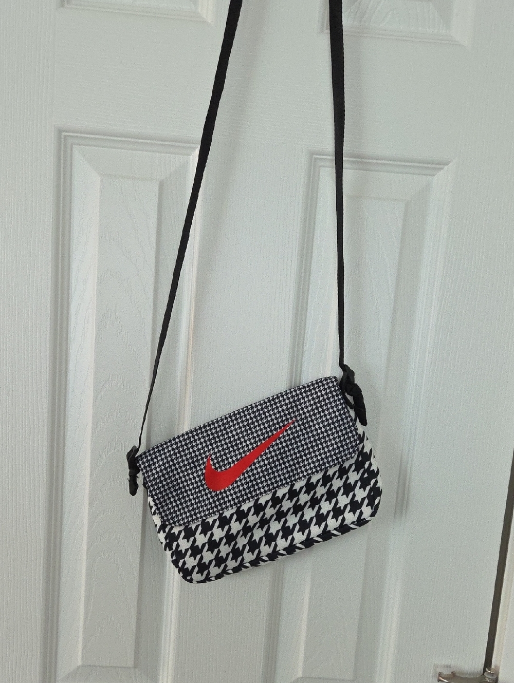Nike Houndstooth Crossbody Bag with Red Swoosh